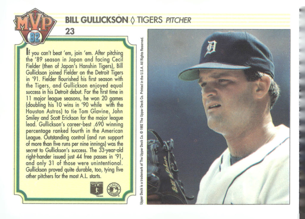 1992 Upper Deck Team MVP Holograms #23 Bill Gullickson