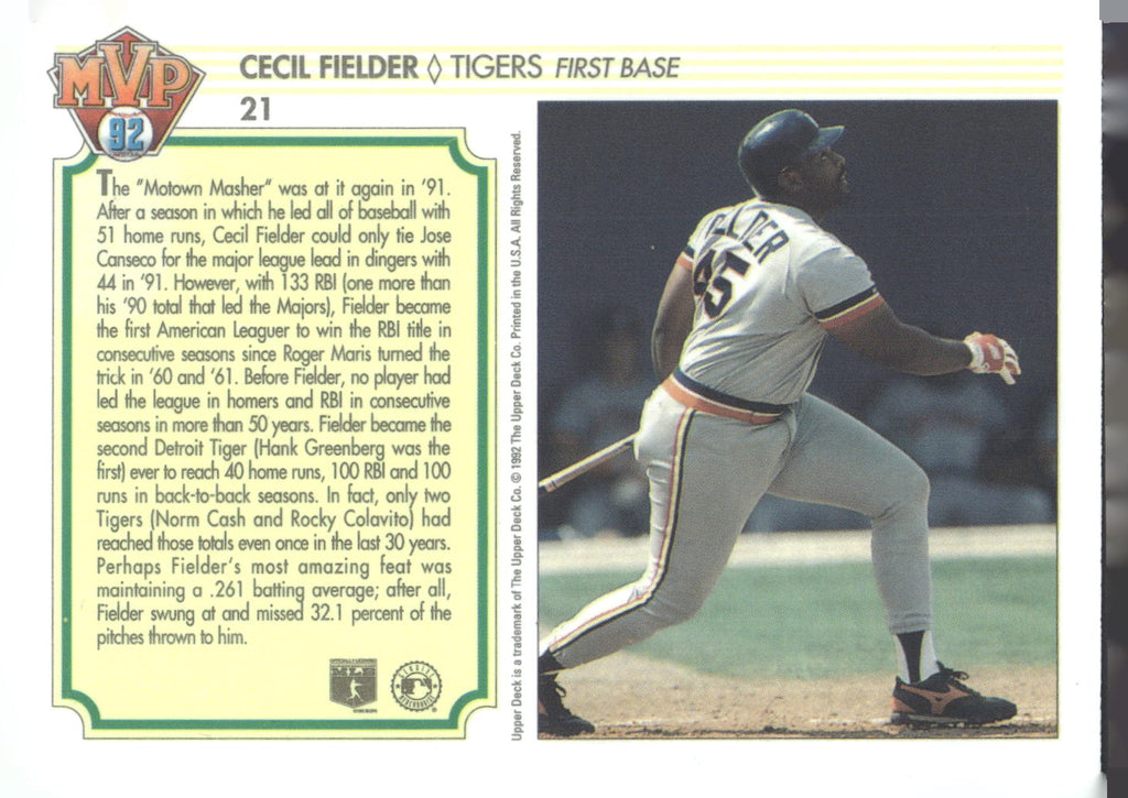 1992 Upper Deck Team MVP Holograms #21 Cecil Fielder