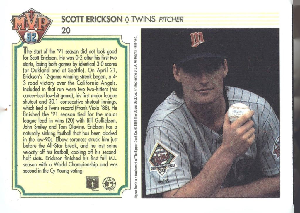 1992 Upper Deck Team MVP Holograms #20 Scott Erickson