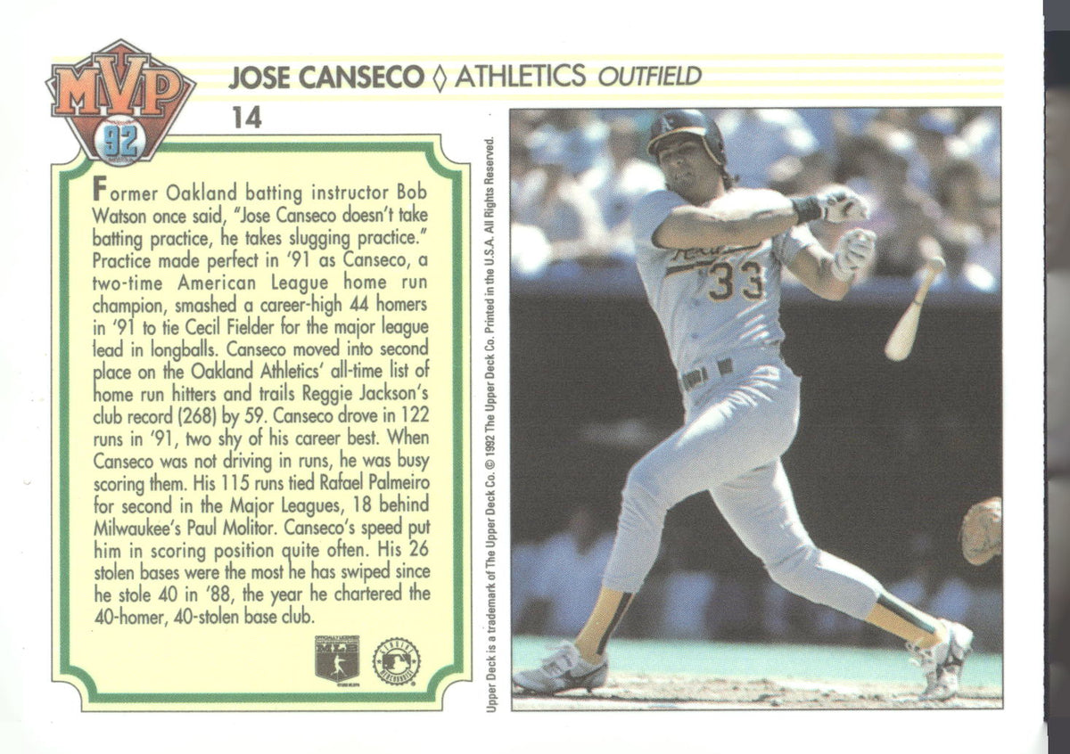 1992 Upper Deck Team MVP Holograms #14 Jose Canseco
