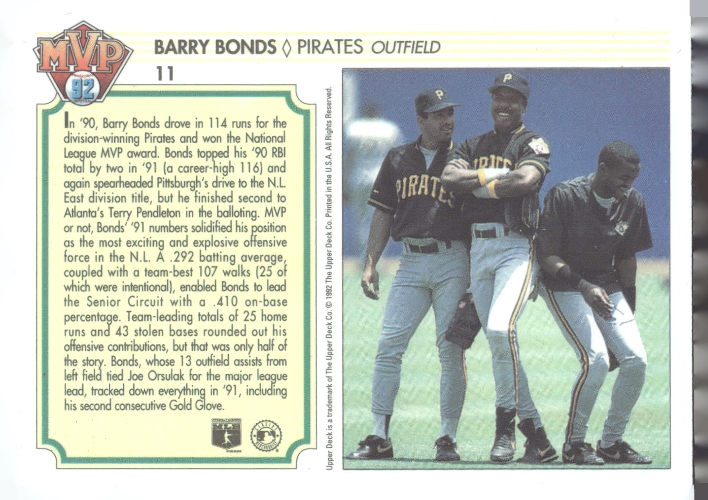 1992 Upper Deck Team MVP Holograms #11 Barry Bonds
