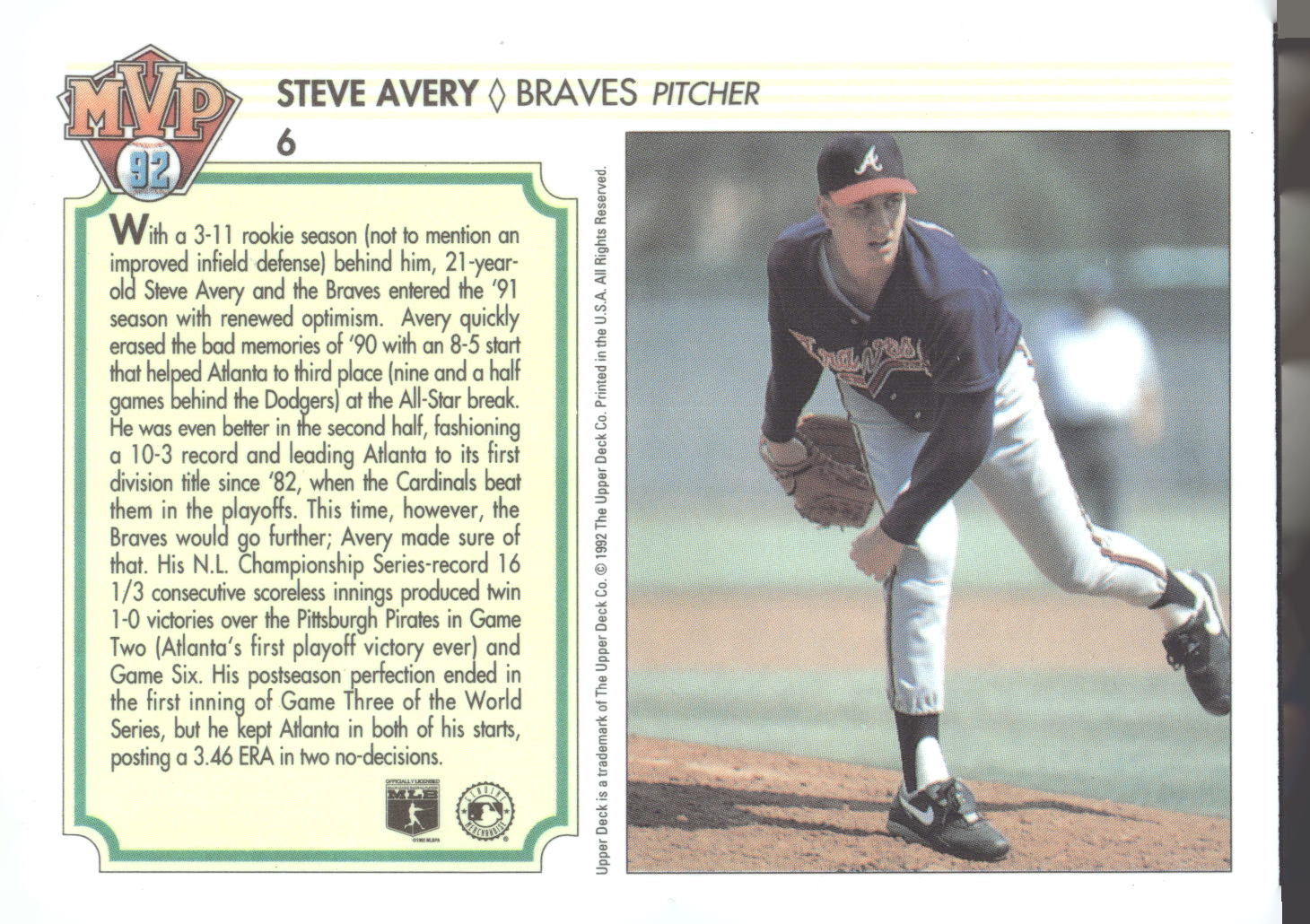 1992 Upper Deck Team MVP Holograms #6 Steve Avery