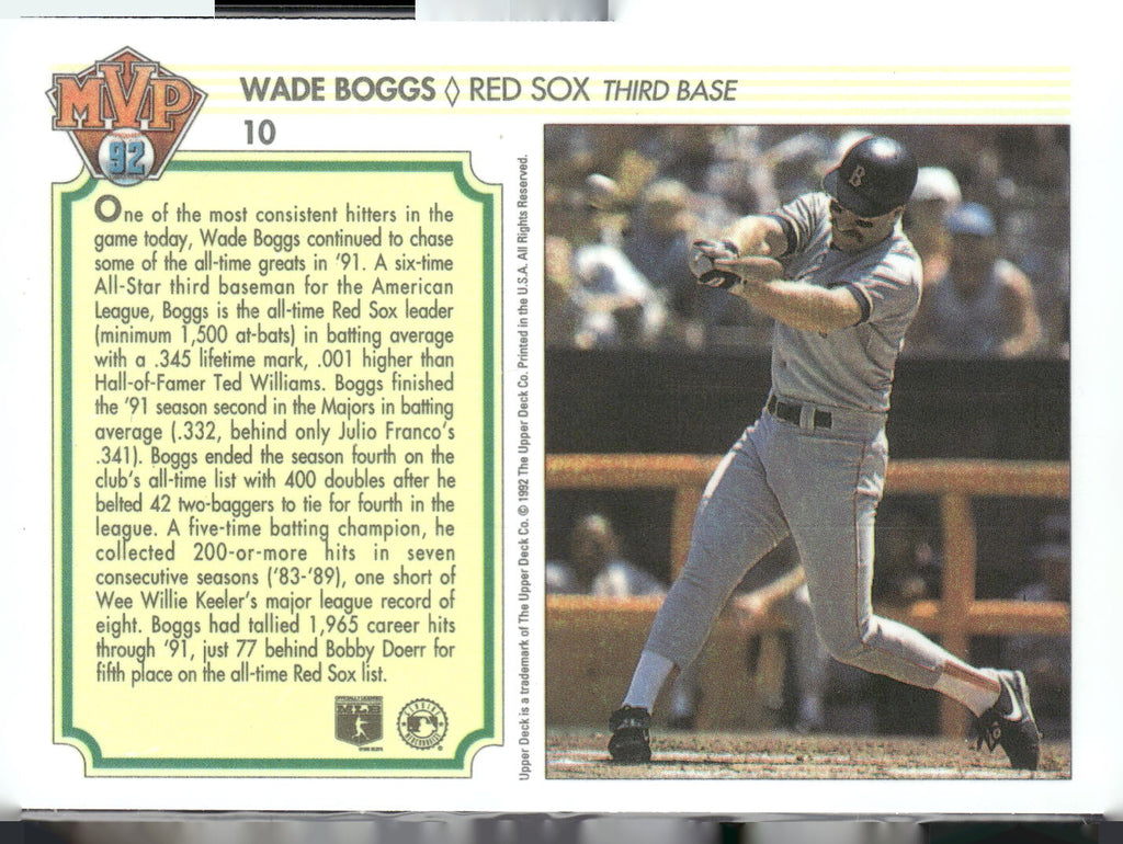 1992 Upper Deck Team MVP Holograms #10 Wade Boggs