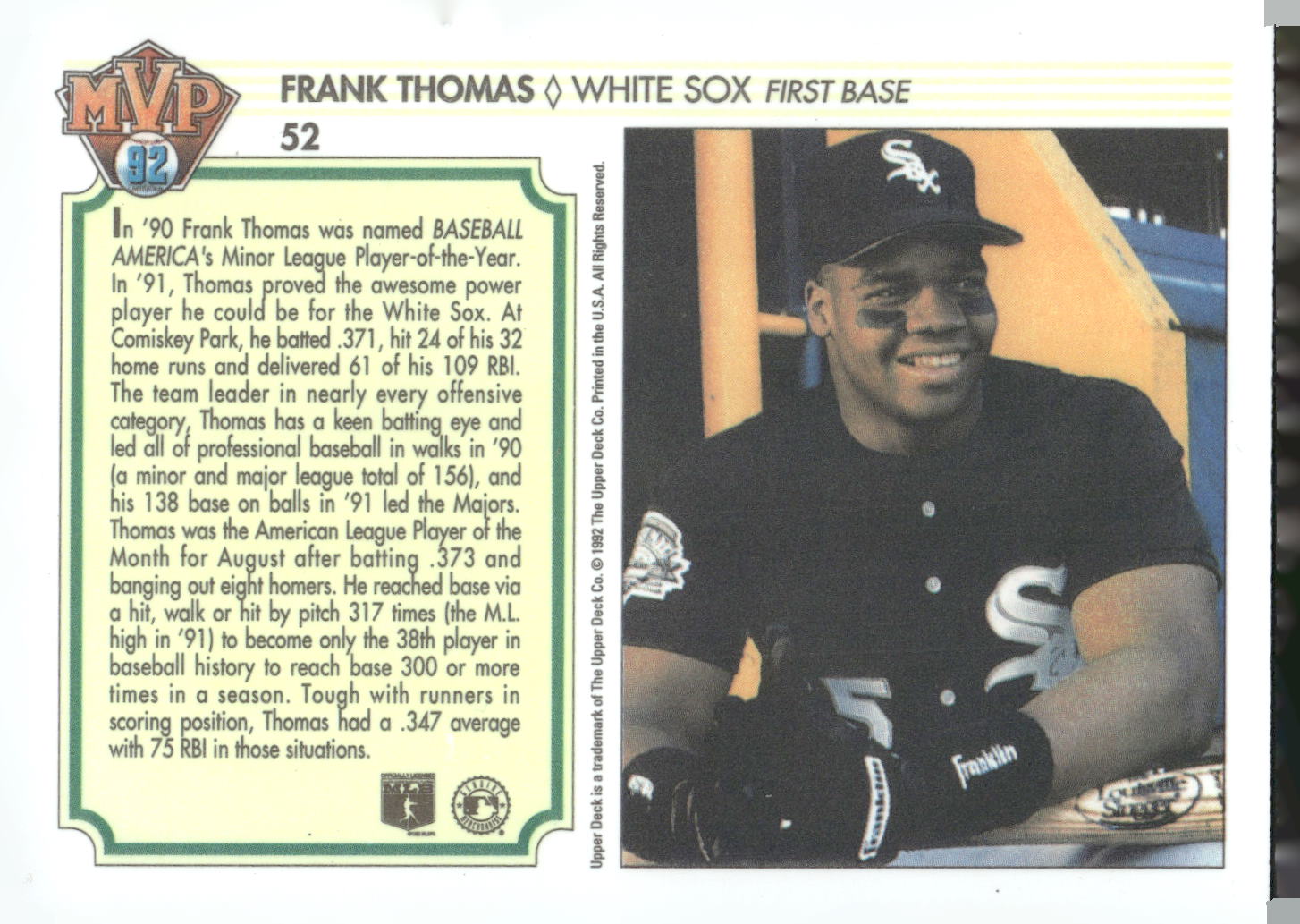 1992 Upper Deck Team MVP Holograms #52 Frank Thomas