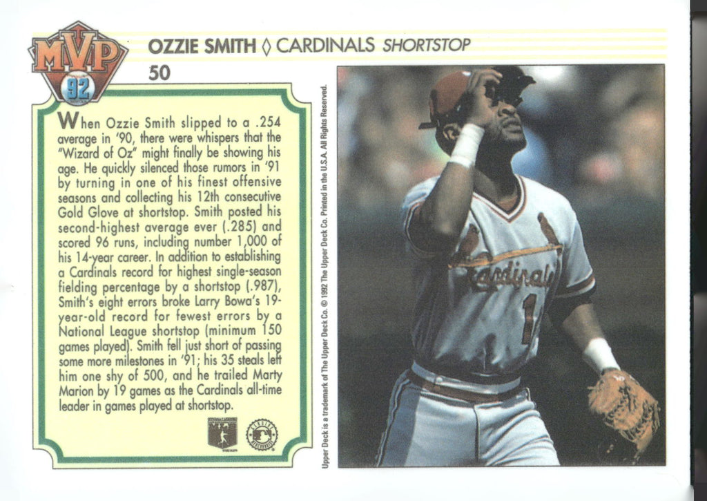 1992 Upper Deck Team MVP Holograms #50 Ozzie Smith
