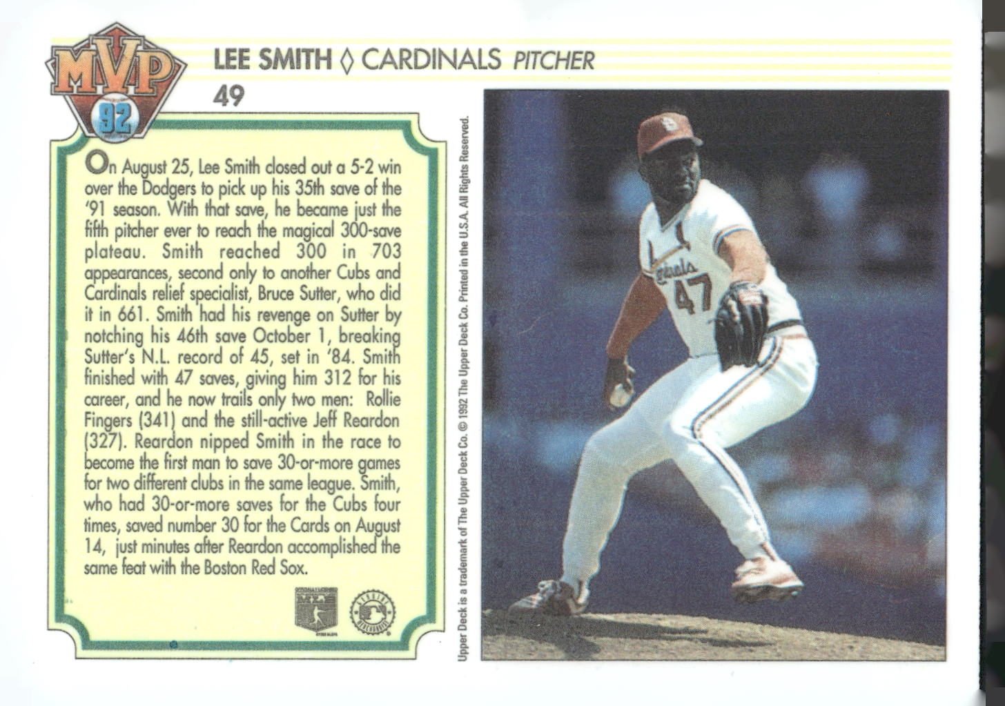 1992 Upper Deck Team MVP Holograms #49 Lee Smith