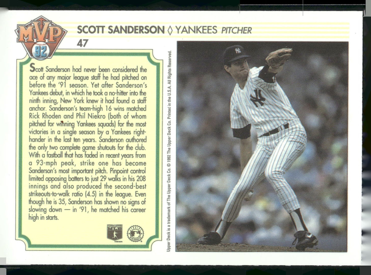 1992 Upper Deck Team MVP Holograms #47 Scott Sanderson