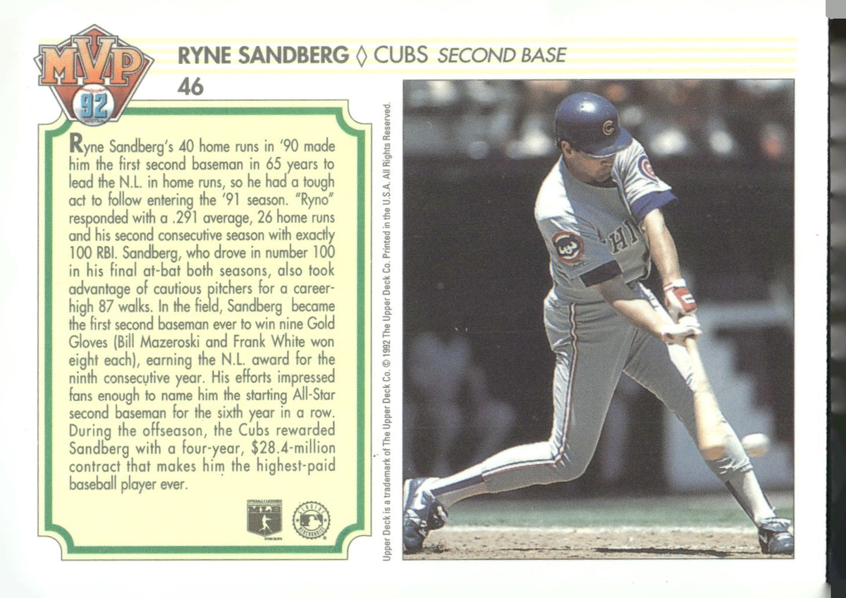 1992 Upper Deck Team MVP Holograms #46 Ryne Sandberg