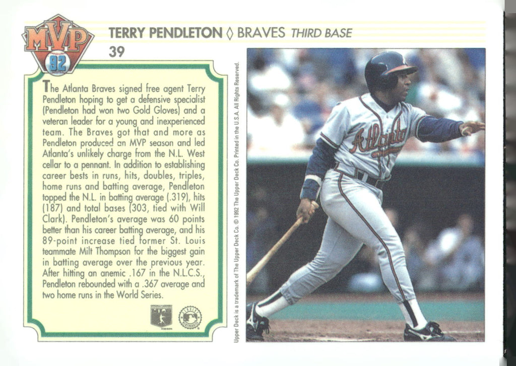 1992 Upper Deck Team MVP Holograms #39 Terry Pendleton