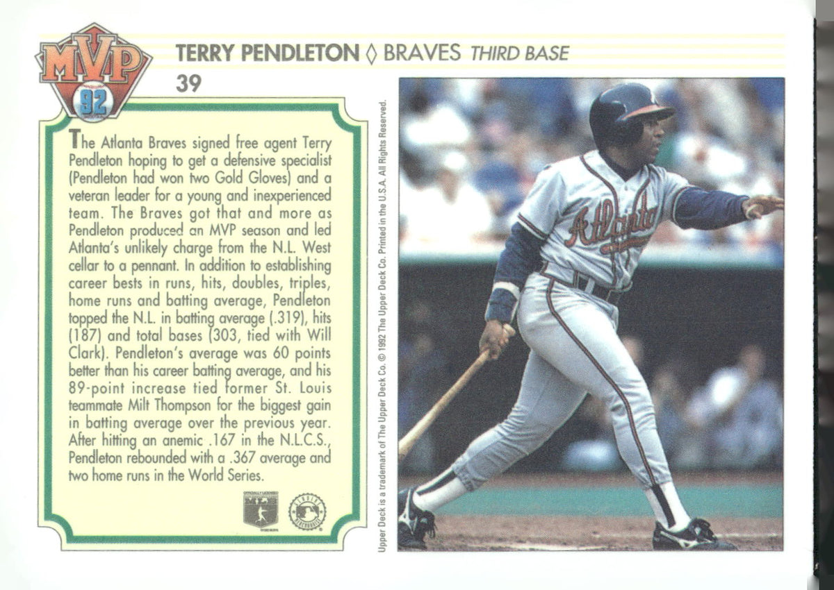 1992 Upper Deck Team MVP Holograms #39 Terry Pendleton