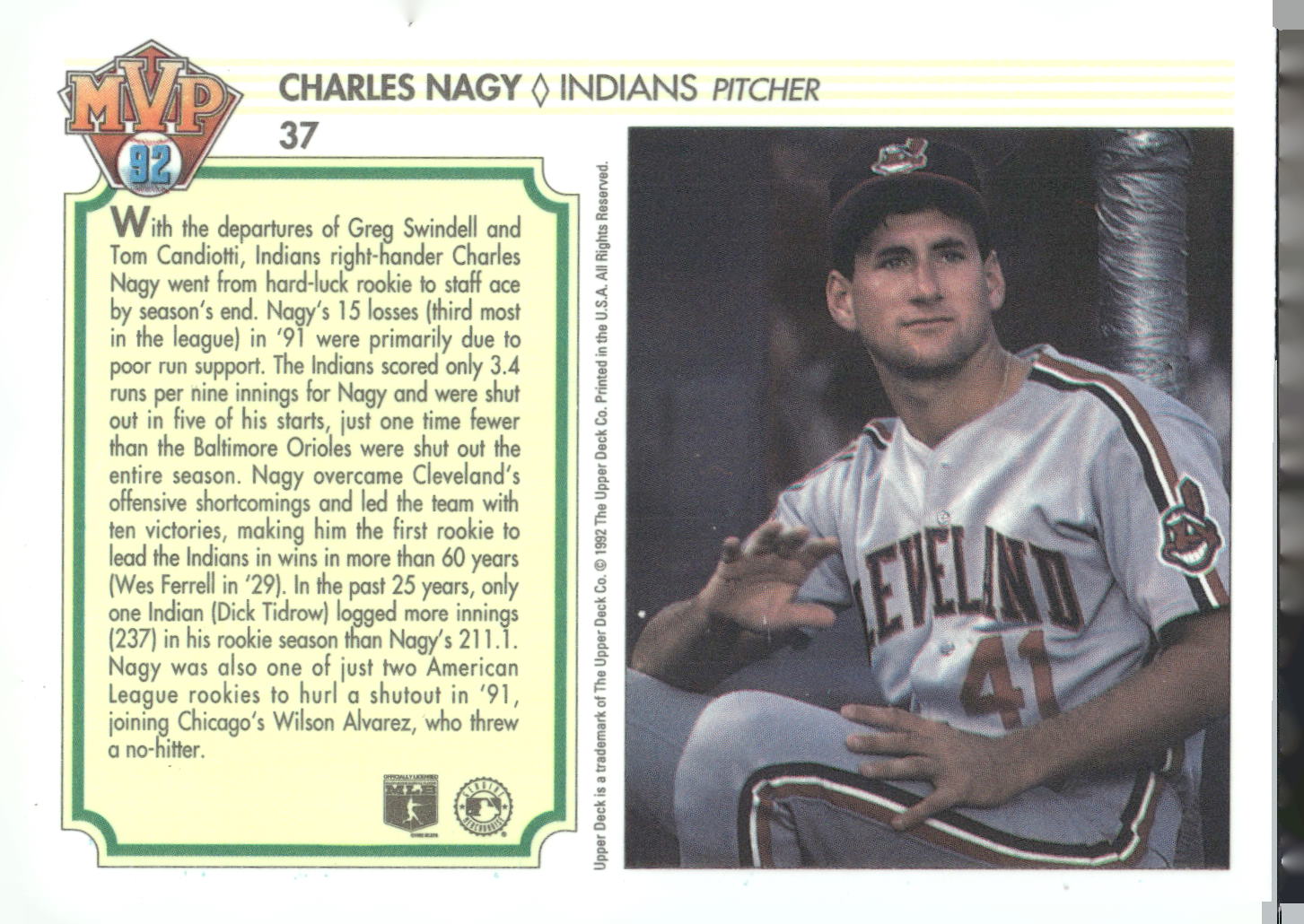1992 Upper Deck Team MVP Holograms #37 Charles Nagy