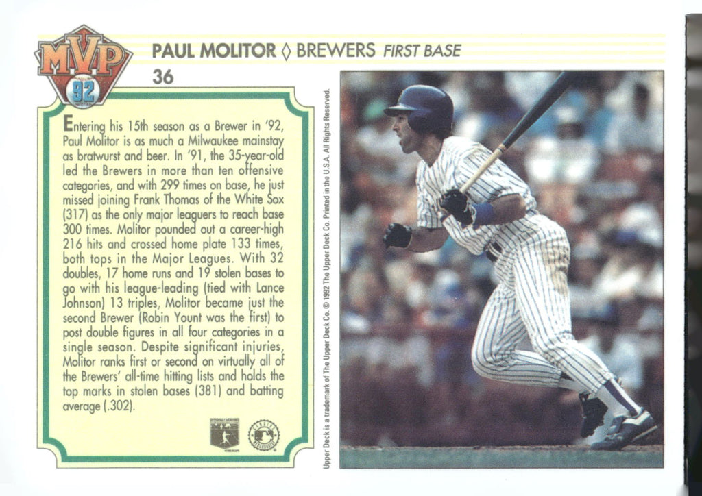 1992 Upper Deck Team MVP Holograms #36 Paul Molitor