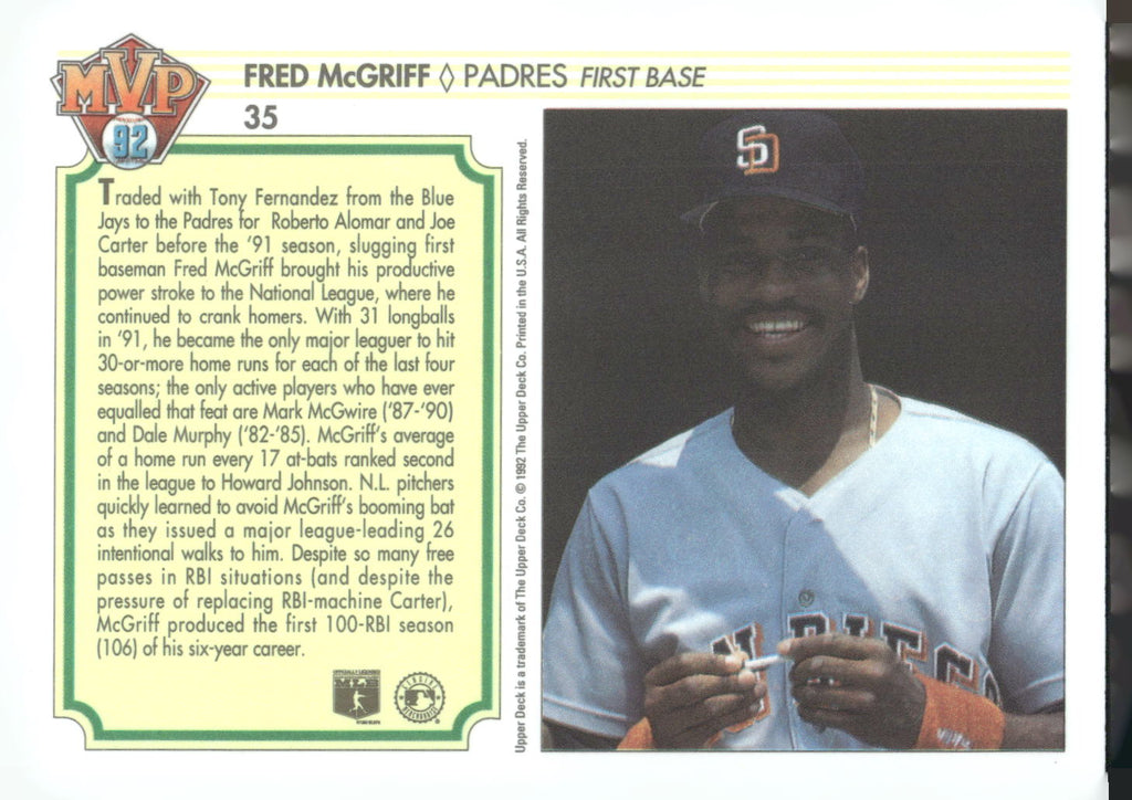 1992 Upper Deck Team MVP Holograms #35 Fred McGriff