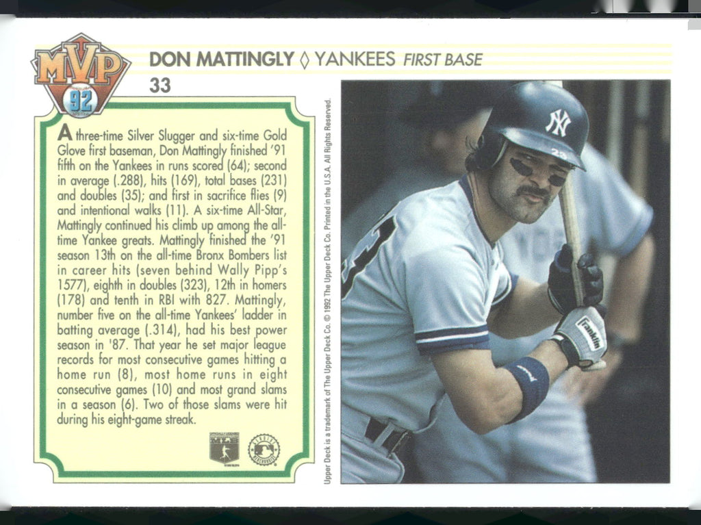 1992 Upper Deck Team MVP Holograms #33 Don Mattingly