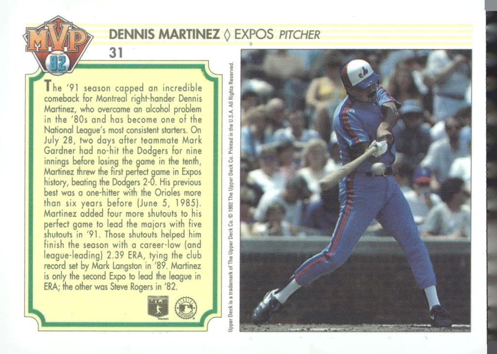 1992 Upper Deck Team MVP Holograms #31 Dennis Martinez