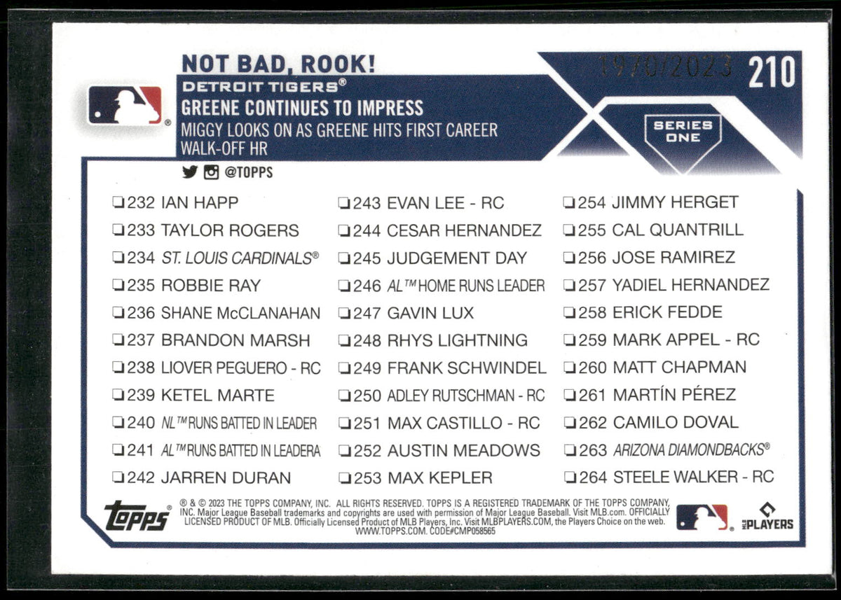 2023 Topps #210 Not Bad, Rook! Gold #/2023