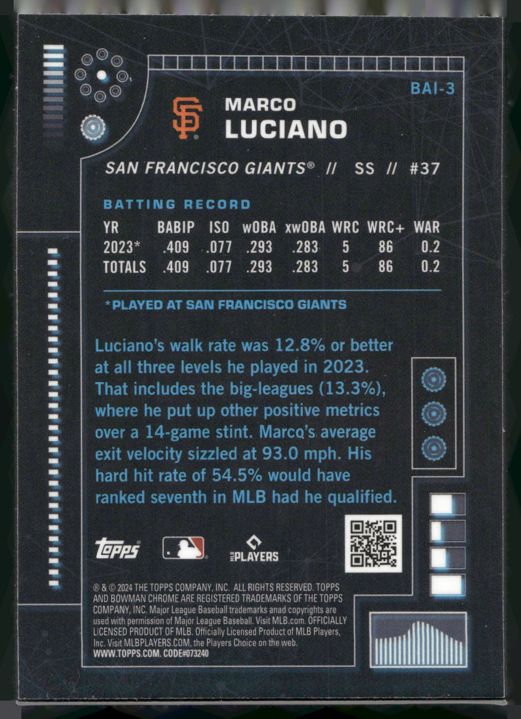 2024 Bowman #BAI-3 Marco Luciano Bowman A.I.