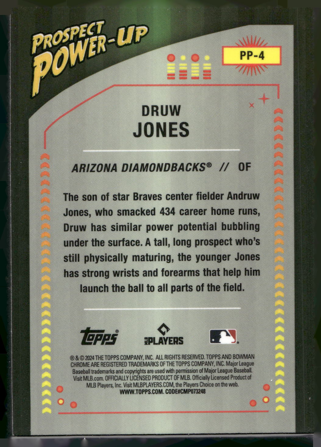 2024 Bowman #PP-4 Druw Jones Prospect Power-Up