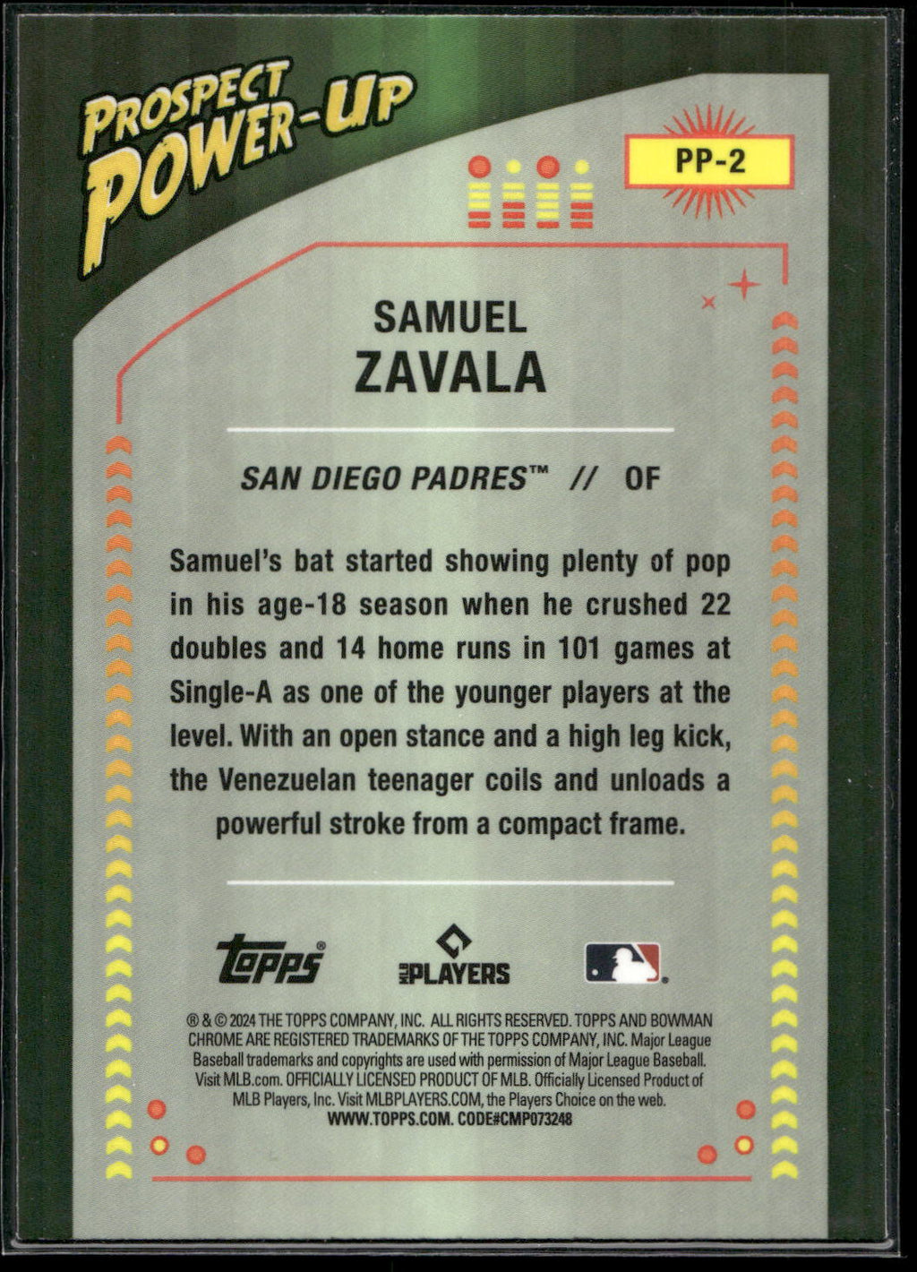 2024 Bowman #PP-2 Samuel Zavala Prospect Power-Up