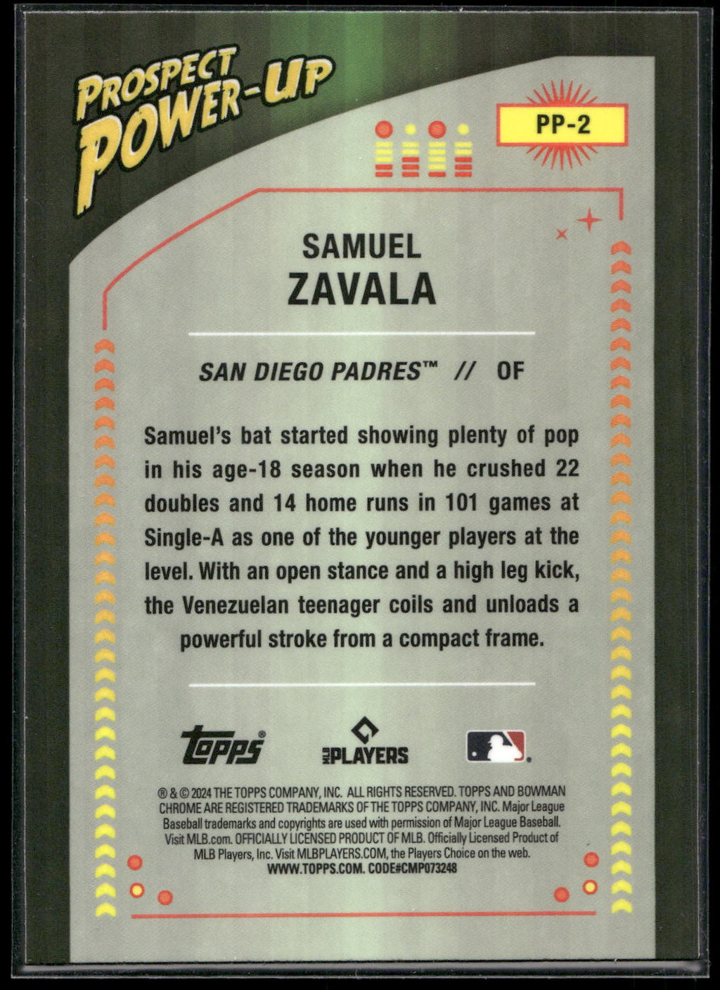 2024 Bowman #PP-2 Samuel Zavala Prospect Power-Up