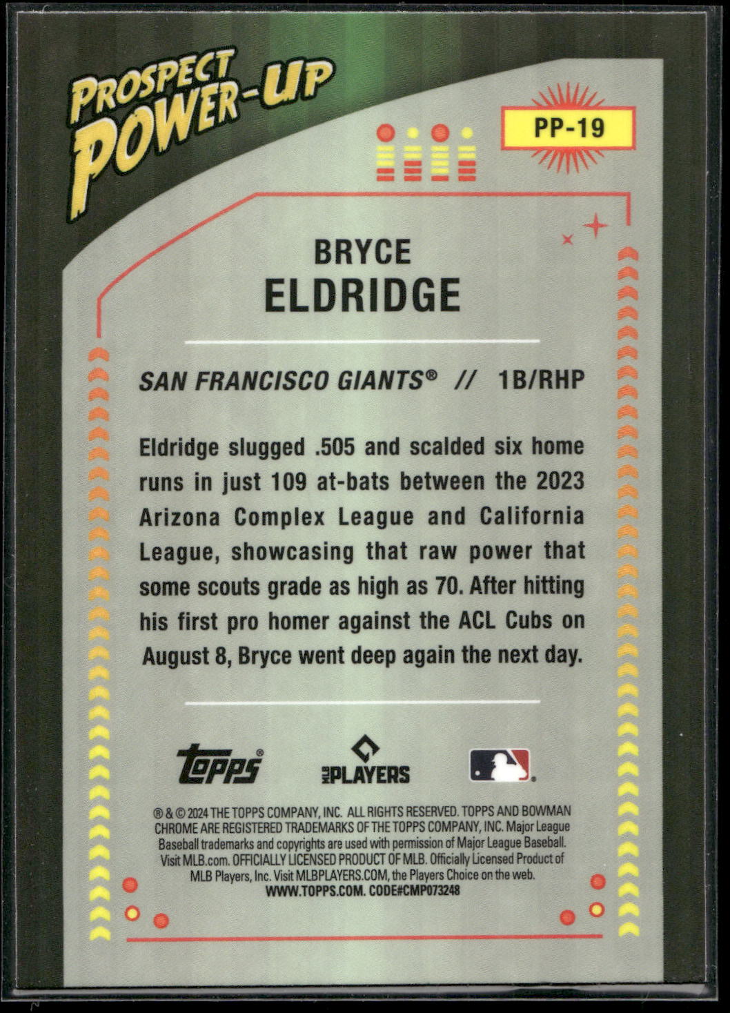2024 Bowman #PP-19 Bryce Eldridge Prospect Power-Up