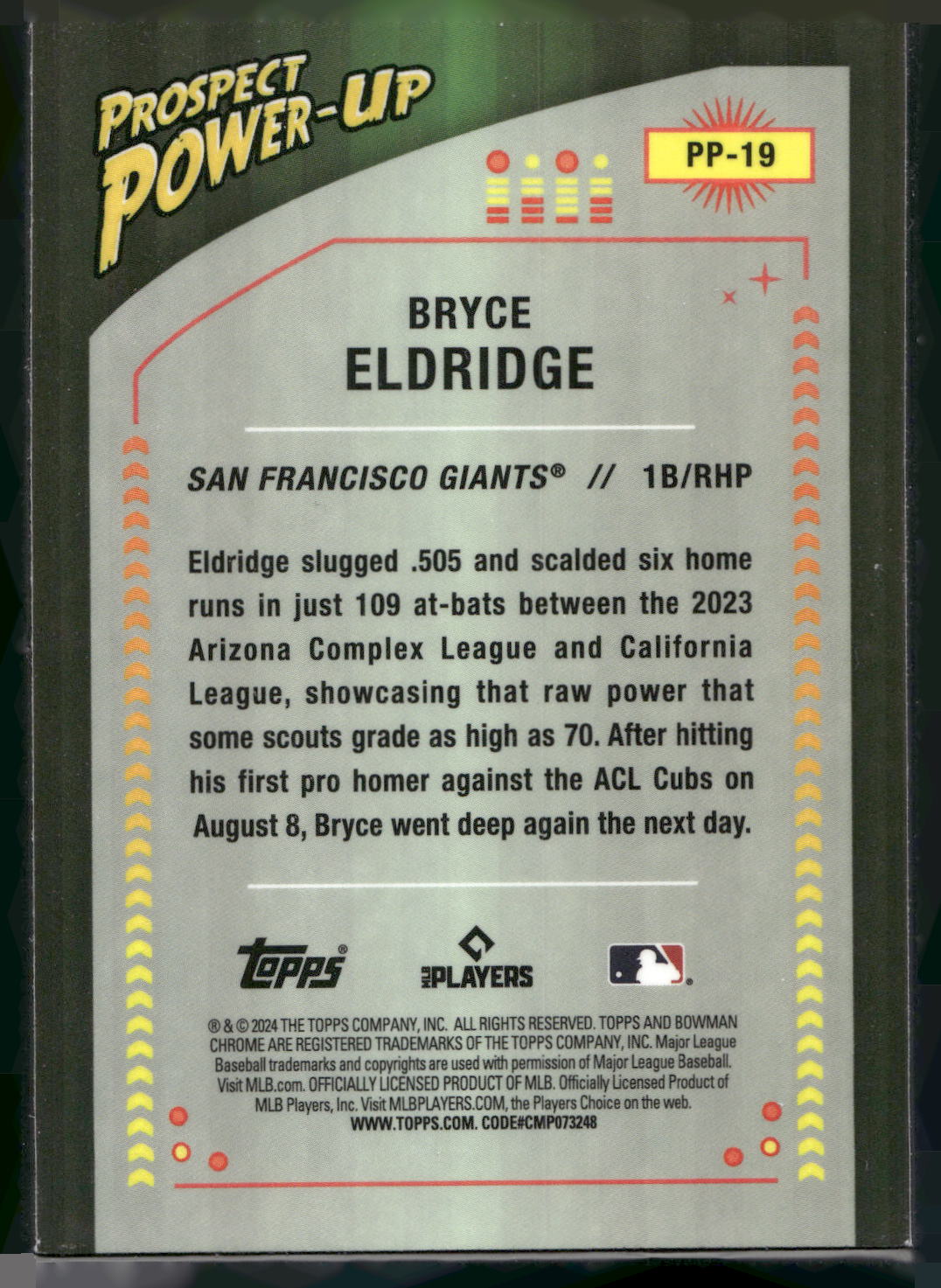2024 Bowman #PP-19 Bryce Eldridge Prospect Power-Up