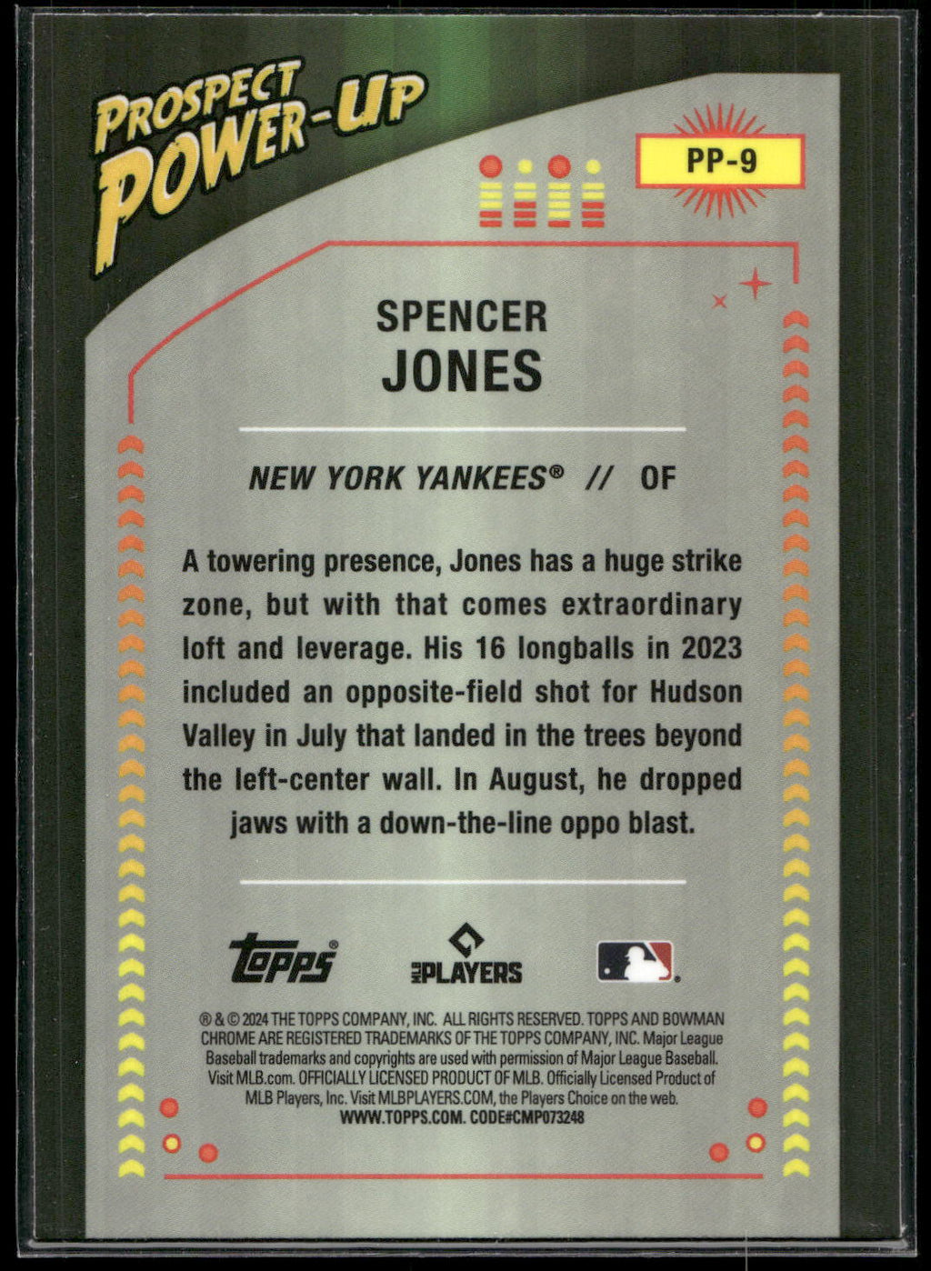2024 Bowman #PP-9 Spencer Jones Prospect Power-Up