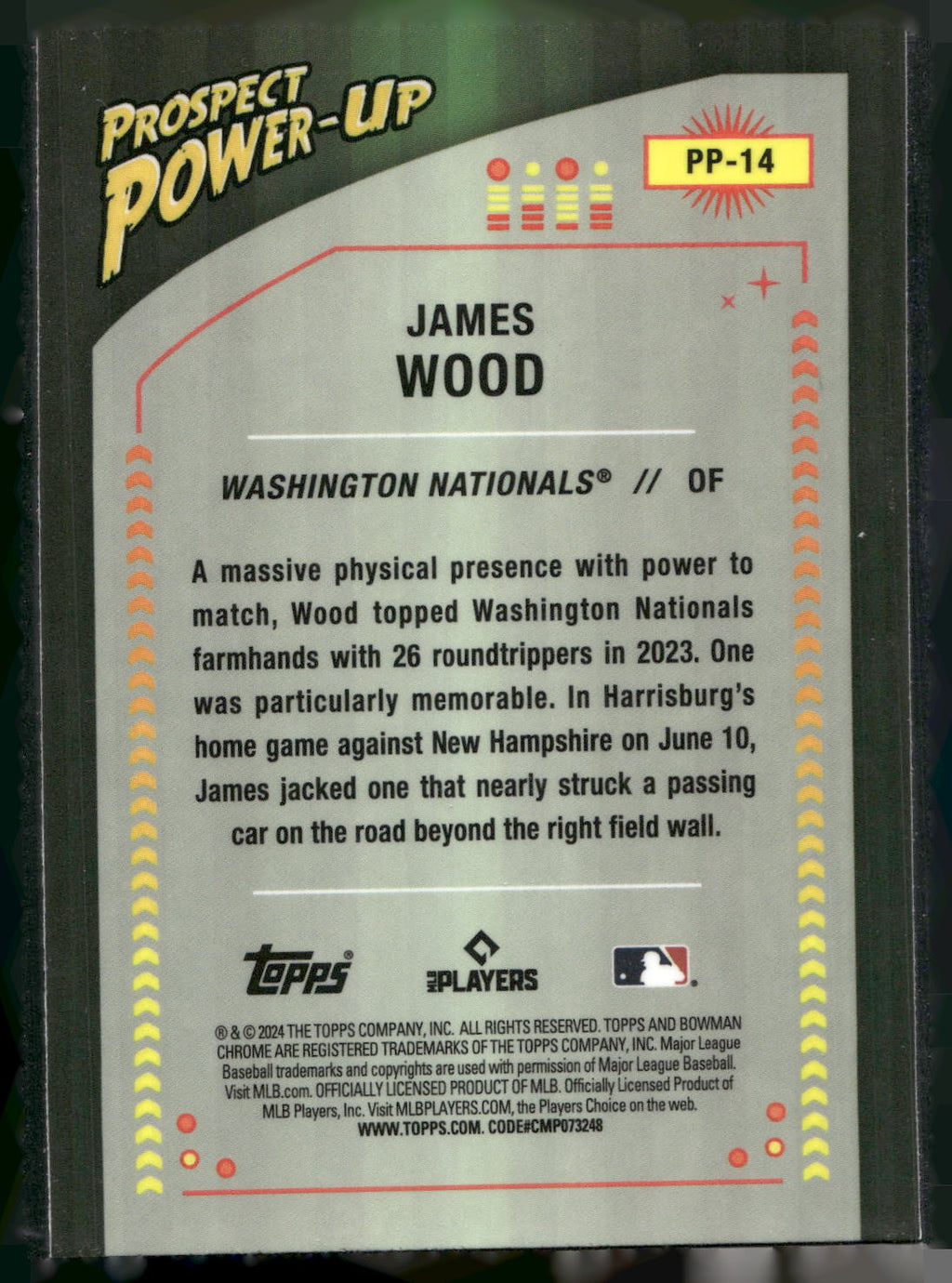 2024 Bowman #PP-14 James Wood Prospect Power-Up