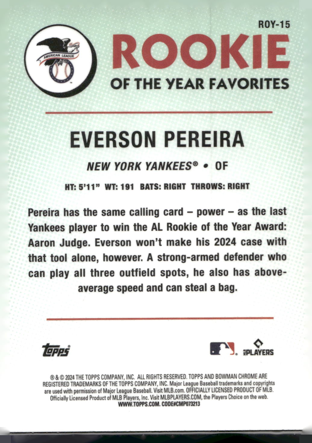 2024 Bowman #ROY-15 Everson Pereira Rookie of the Year Favorites