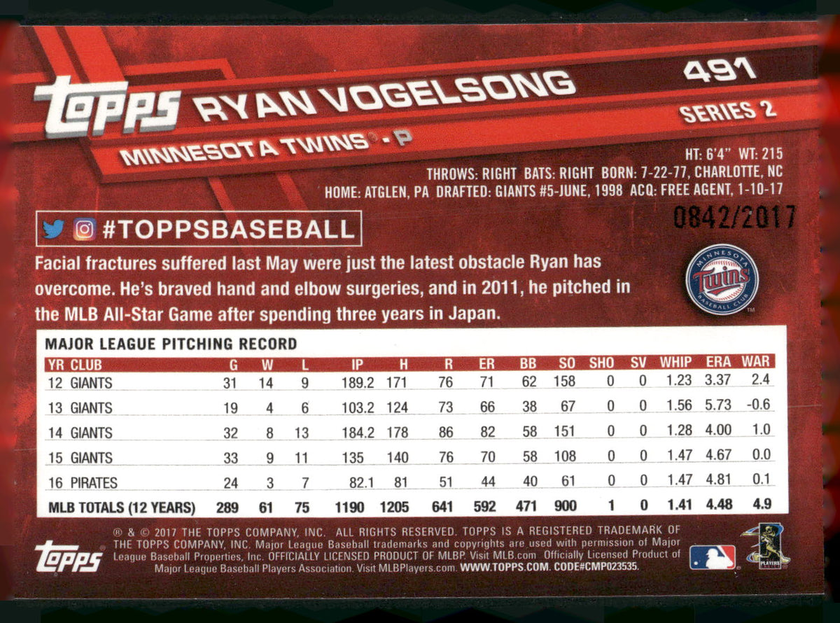 2017 Topps #491 Ryan Vogelsong