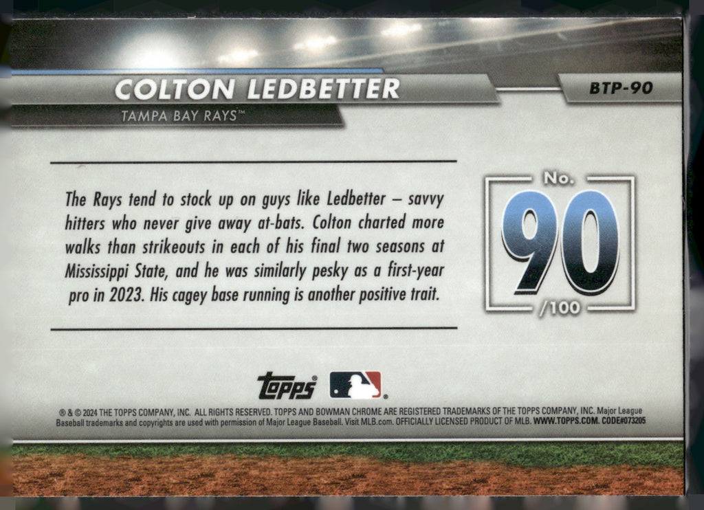2024 Bowman #BTP-90 Colton Ledbetter Bowman Scouts' Top 100