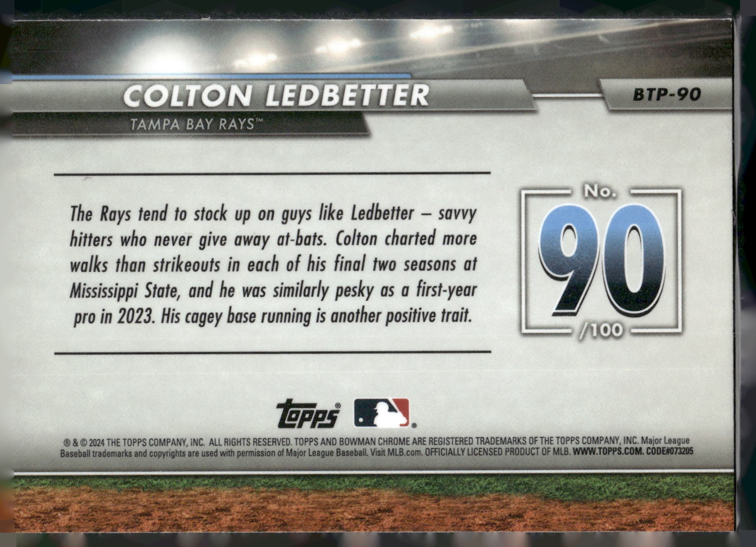 2024 Bowman #BTP-90 Colton Ledbetter Bowman Scouts' Top 100