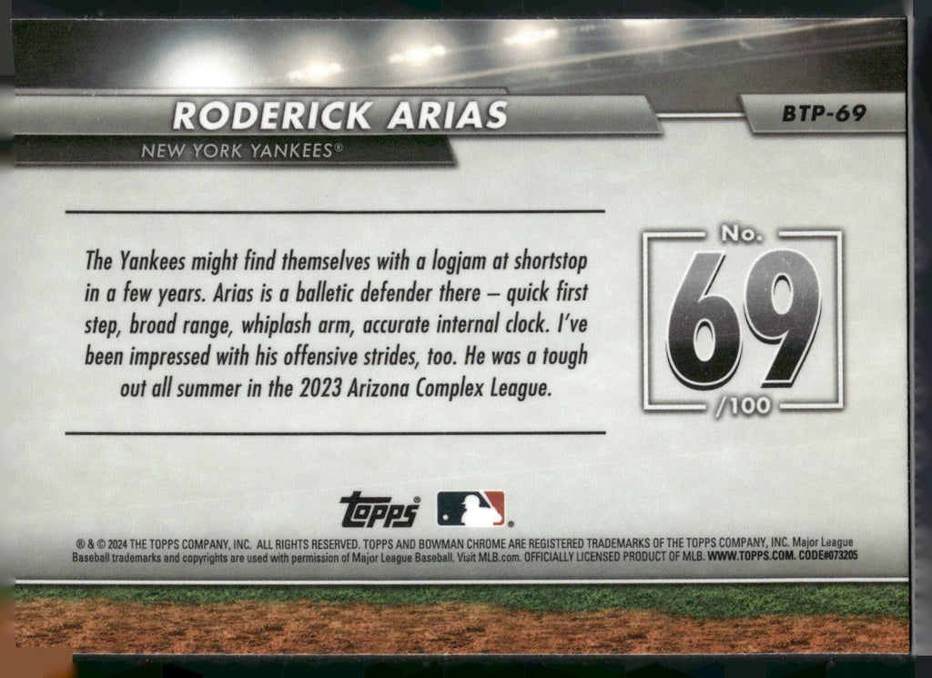 2024 Bowman #BTP-69 Roderick Arias Bowman Scouts' Top 100