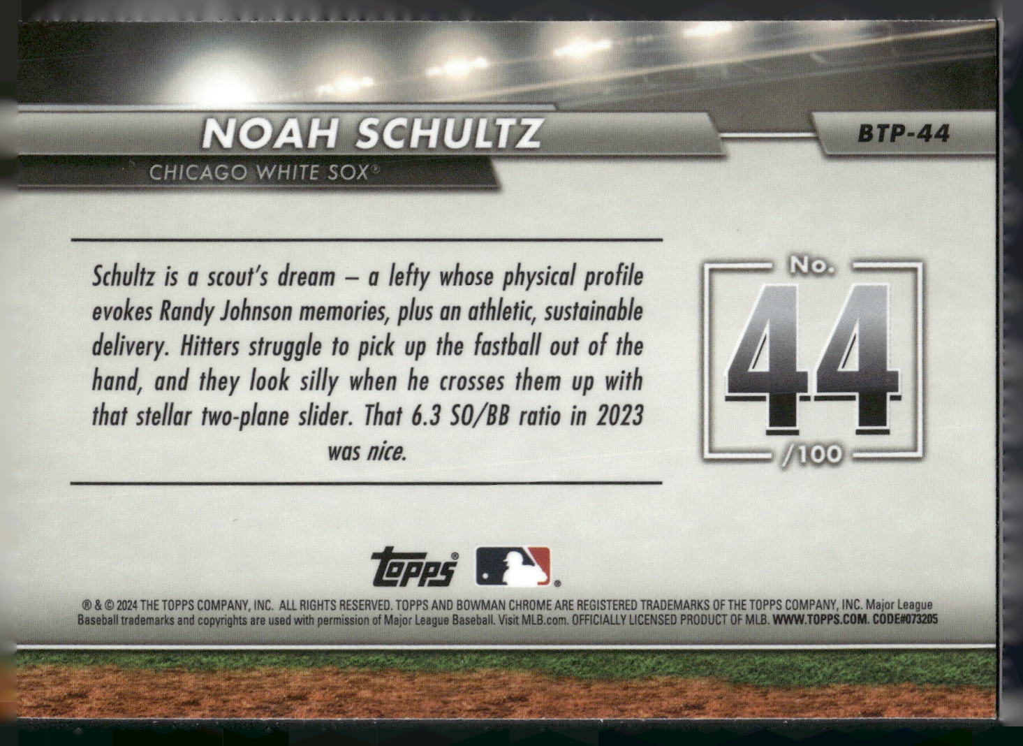 2024 Bowman #BTP-44 Noah Schultz Bowman Scouts' Top 100