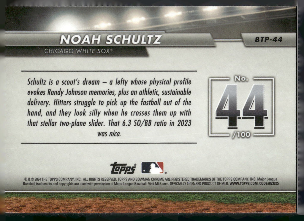 2024 Bowman #BTP-44 Noah Schultz Bowman Scouts' Top 100