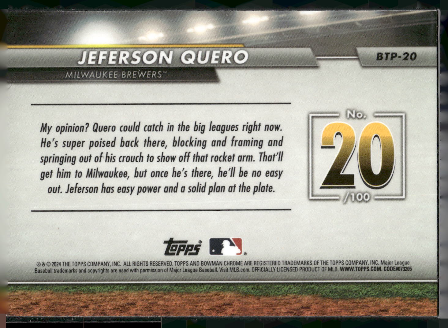 2024 Bowman #BTP-20 Jeferson Quero Bowman Scouts' Top 100