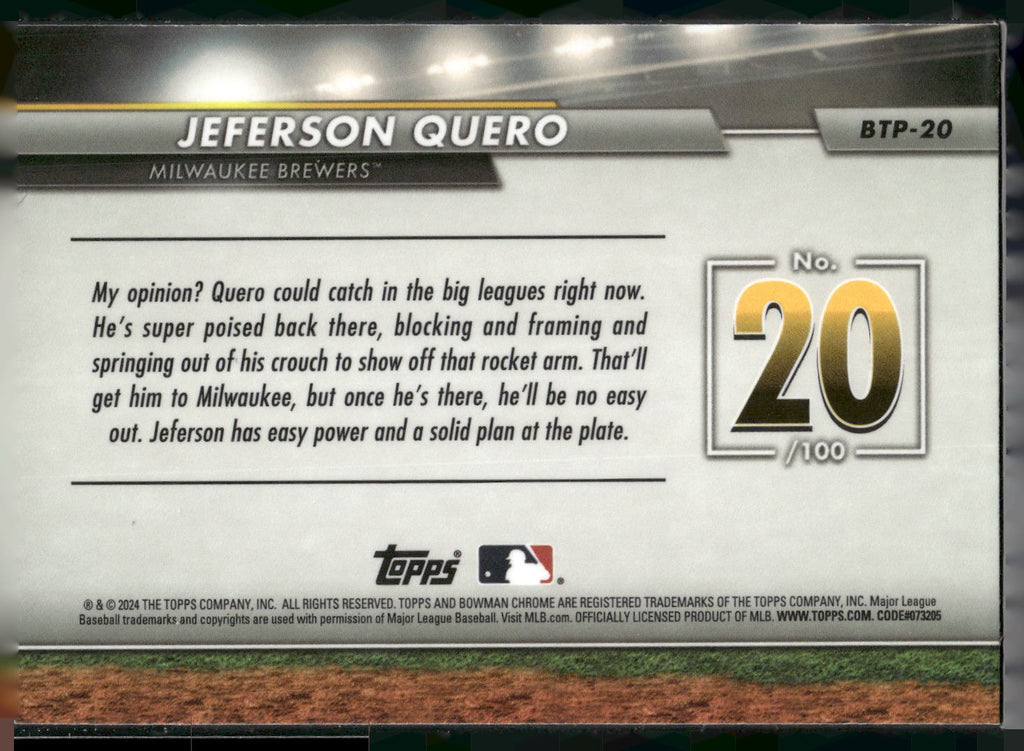 2024 Bowman #BTP-20 Jeferson Quero Bowman Scouts' Top 100