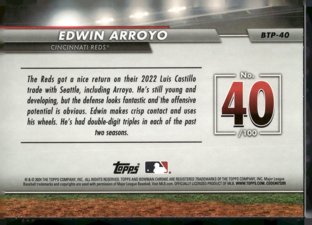 2024 Bowman #BTP-40 Edwin Arroyo Bowman Scouts' Top 100