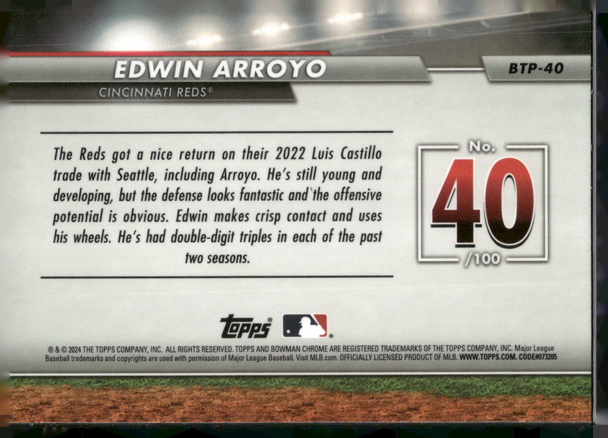 2024 Bowman #BTP-40 Edwin Arroyo Bowman Scouts' Top 100