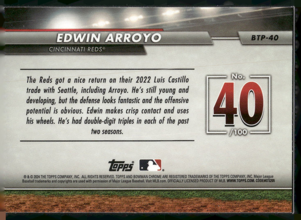 2024 Bowman #BTP-40 Edwin Arroyo Bowman Scouts' Top 100