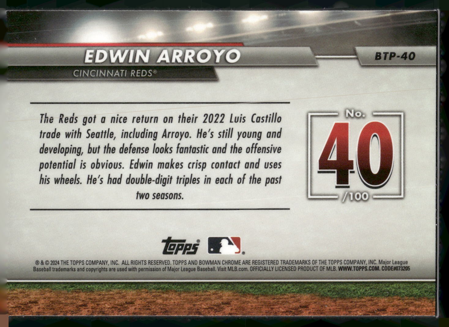 2024 Bowman #BTP-40 Edwin Arroyo Bowman Scouts' Top 100