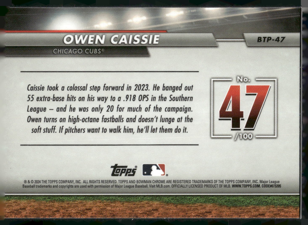 2024 Bowman #BTP-47 Owen Caissie Bowman Scouts' Top 100