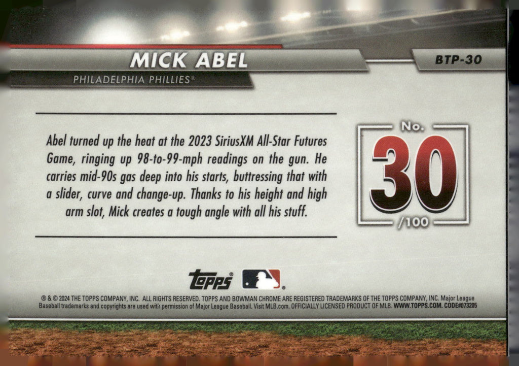 2024 Bowman #BTP-30 Mick Abel Bowman Scouts' Top 100