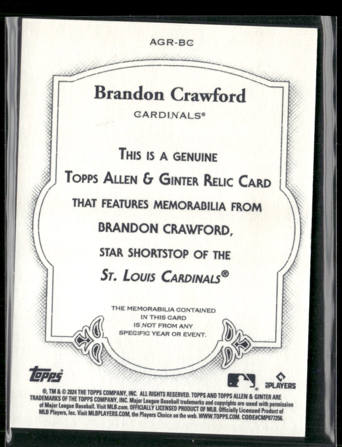 2024 Topps Allen & Ginter #AGR-BC Brandon Crawford Full-Size Relics A