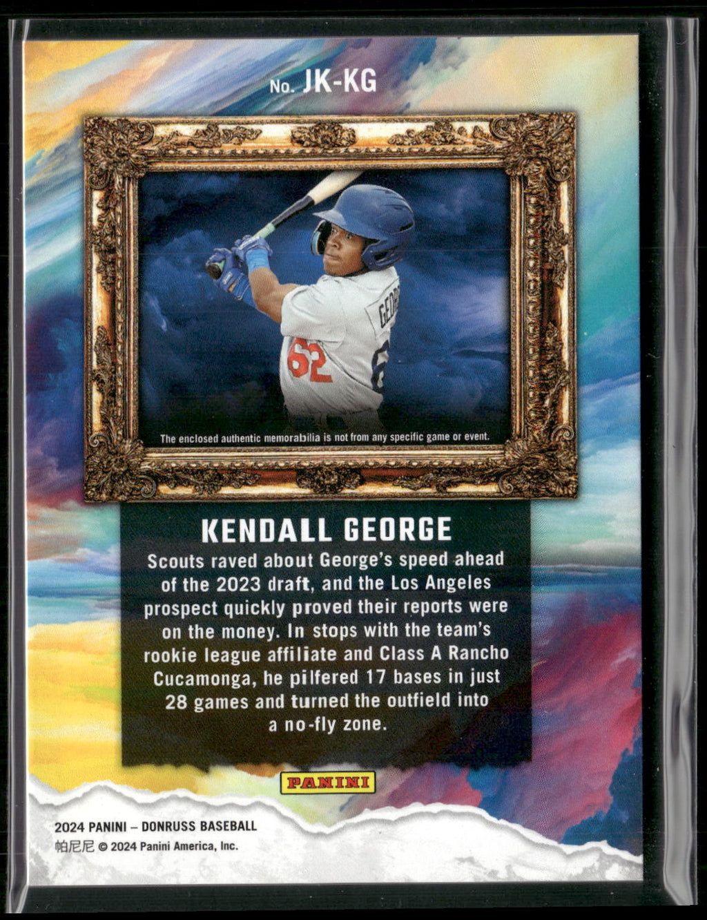 2024 Donruss #JK-KG Kendall George Jersey Kings Blue Ice