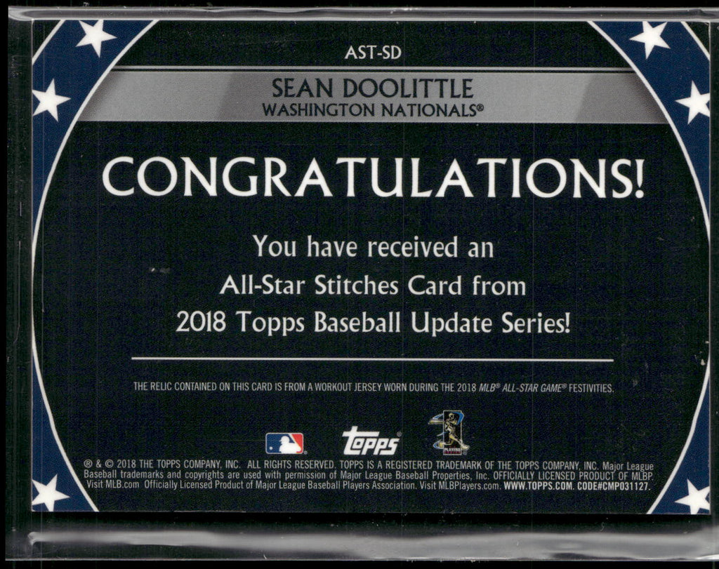 2018 Topps Update #AST-SD Sean Doolittle All-Star Stitches