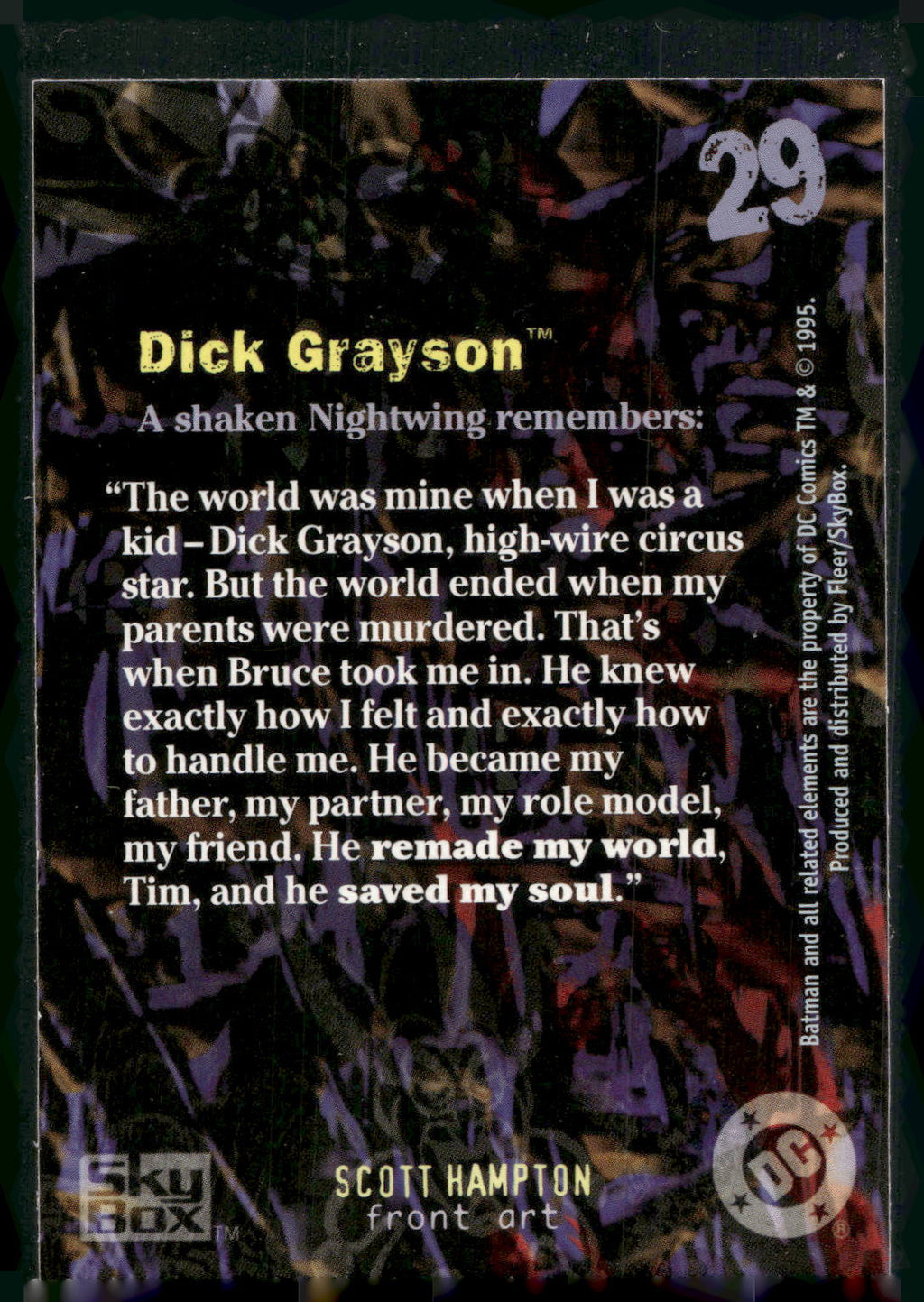 1996 SkyBox Batman Master Series #29 Dick Grayson