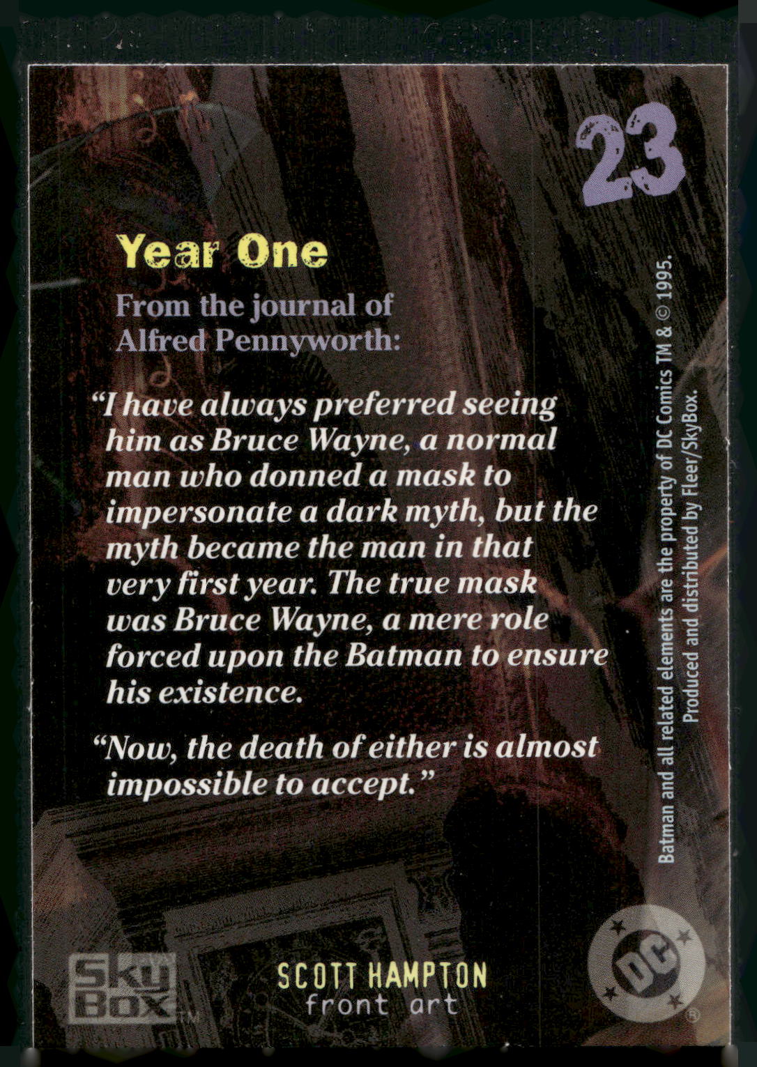 1996 SkyBox Batman Master Series #23 Year One