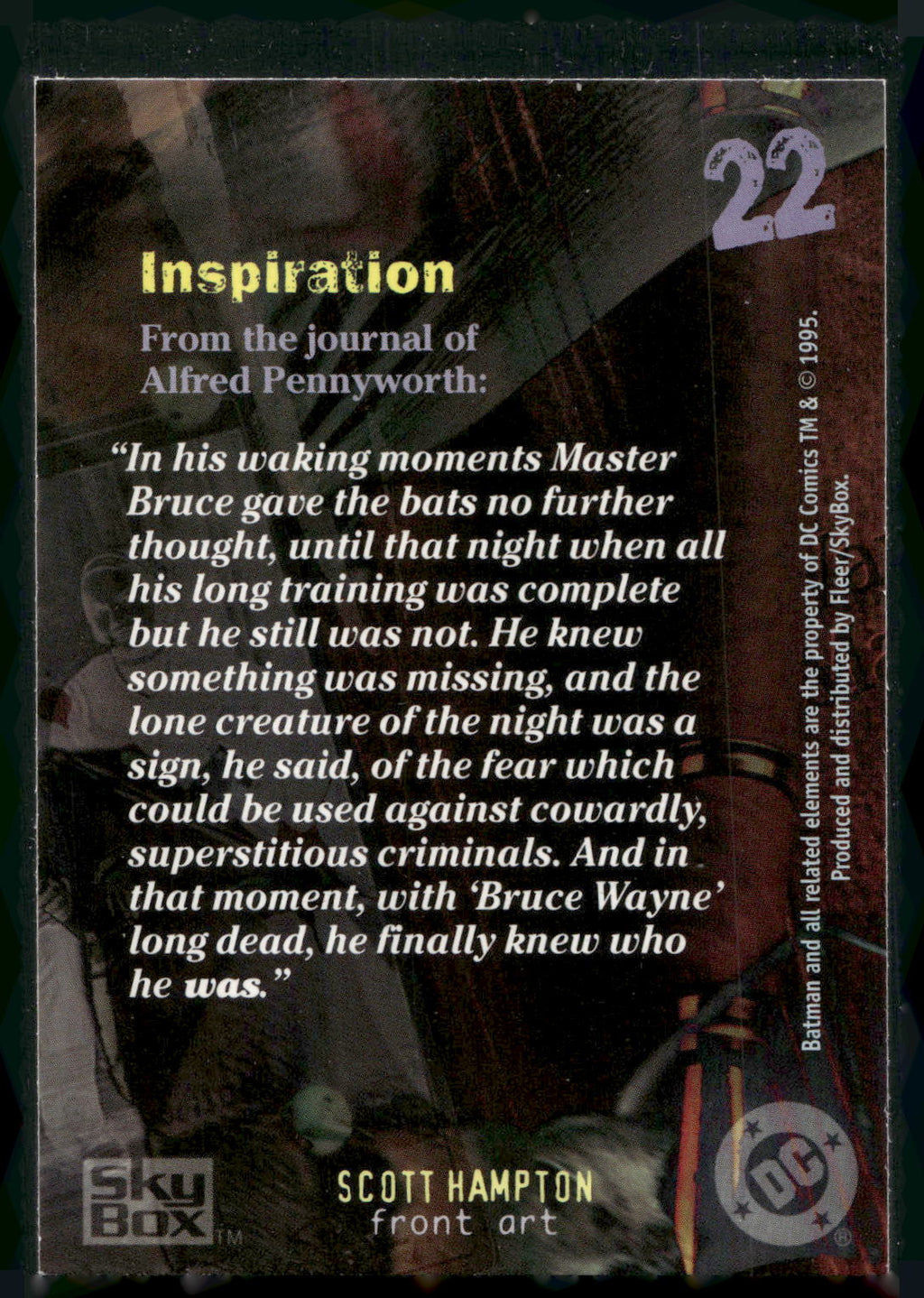 1996 SkyBox Batman Master Series #22 Inspiration