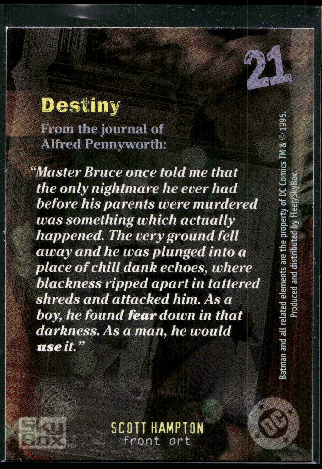 1996 SkyBox Batman Master Series #21 Destiny